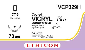 Vicryl plus sutur 0, VCP329H, CT-3 70 cm purple