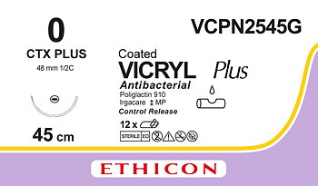 Vicryl plus sutur 0, VCPN2545G, CTX 8X45 cm purple C/R