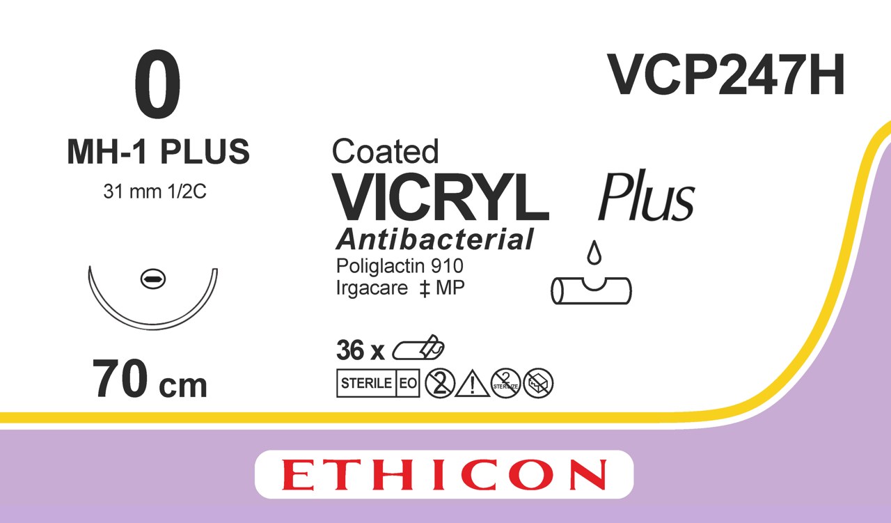 Vicryl plus suture 0, VCP247H, MH-1 70 cm purple