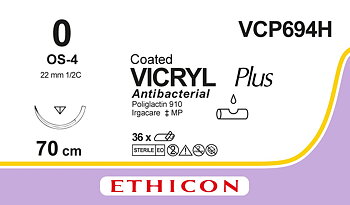 Vicryl plus sutur 0, VCP694H, OS-4 70 cm undyed