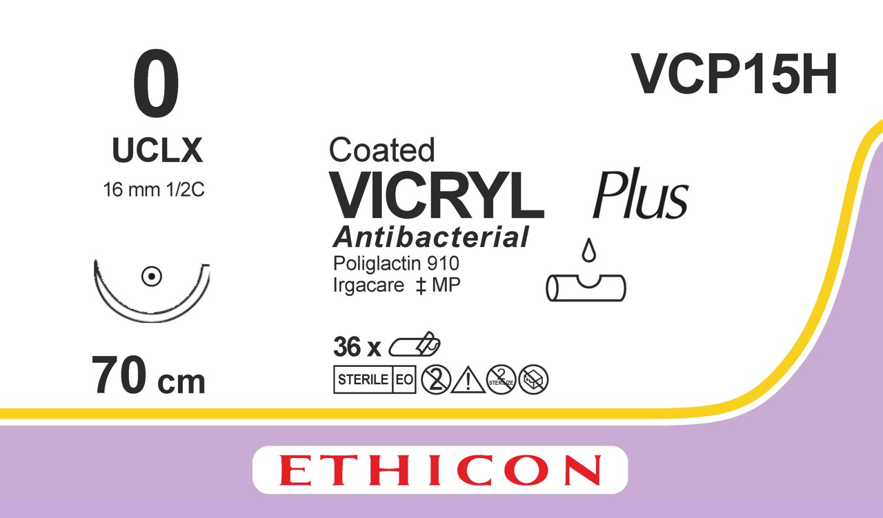 Vicryl plus suture 0, VCP15H, UCLX 70 cm purple