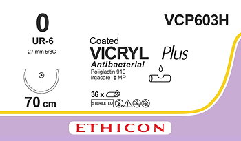 Vicryl plus sutur 0, VCP603H, UR-6 70 cm purple
