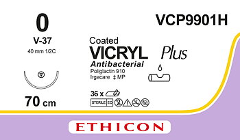 Vicryl plus sutur 0, VCP9901H, V-37 70 cm undyed
