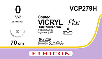 Vicryl plus sutur 0, VCP279H, V-7 70 cm purple
