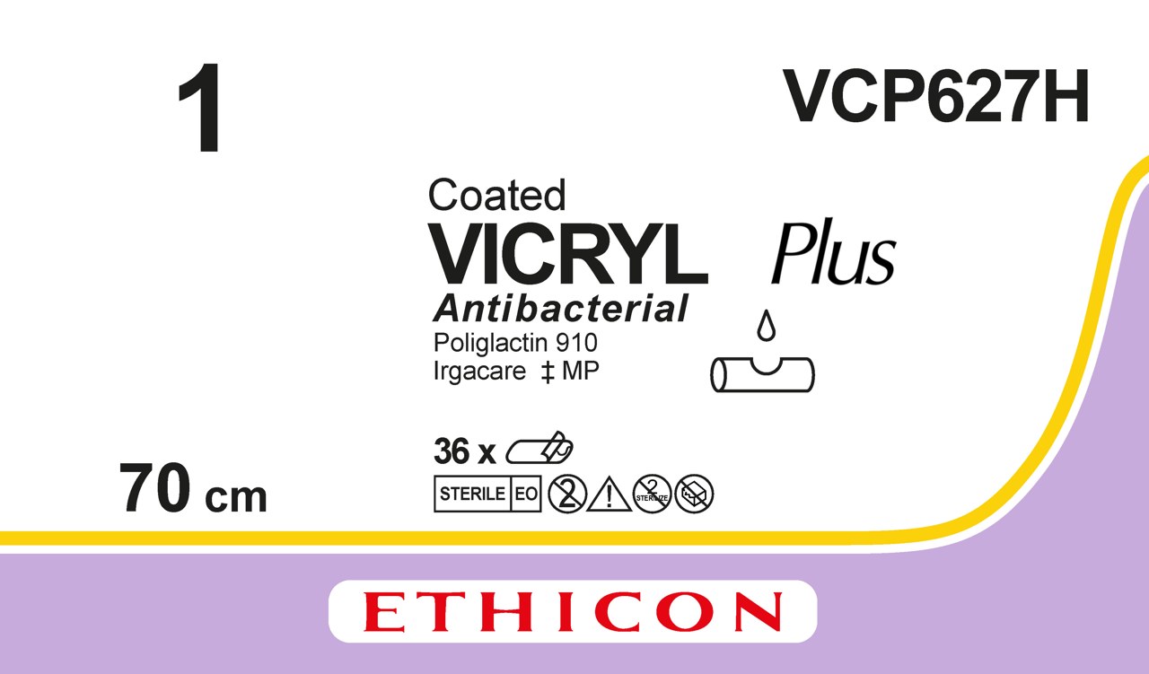 Vicryl plus sutur 1, VCP627H, 2X70 cm purple