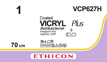 Vicryl plus sutur 1, VCP627H, 2X70 cm purple