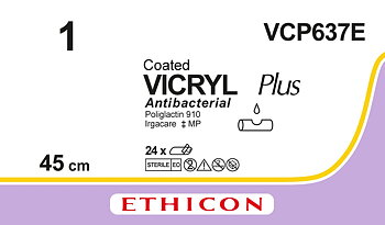 Vicryl plus sutur 1, VCP637E, 3X45 cm purple