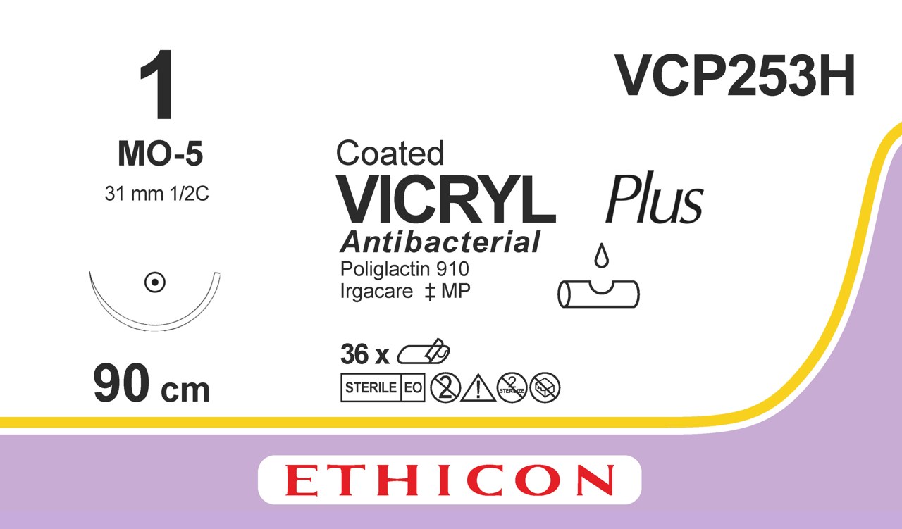 Vicryl plus suture 1, VCP253H, MO-5 90 cm purple