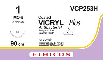 Vicryl plus sutur 1, VCP253H, MO-5 90 cm purple