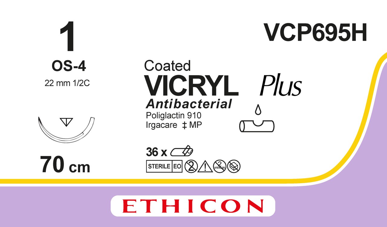Vicryl plus suture 1, VCP695H, OS-4 70 cm undyed
