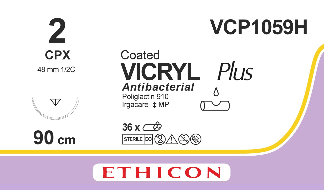 Vicryl plus sutur 2, VCP1059H, CPX 90 cm purple
