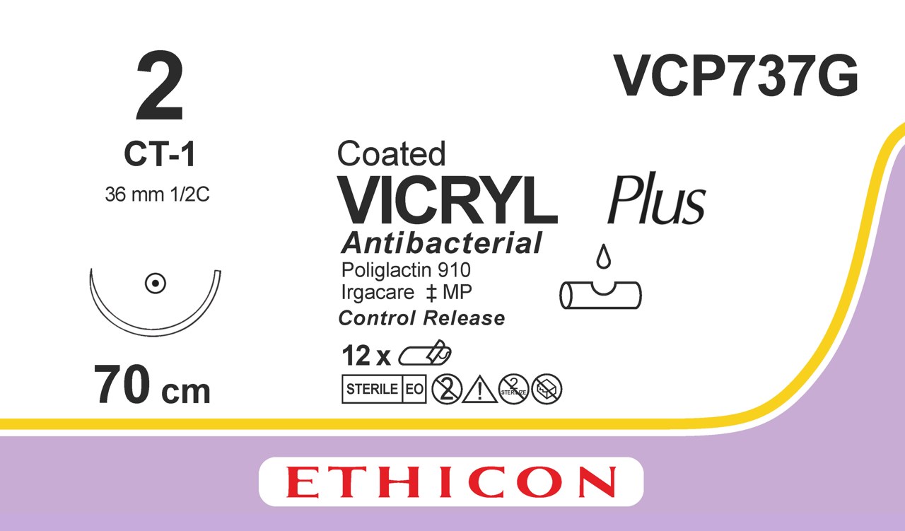 Vicryl plus sutur 2, VCP737G, CT-1 4X70 cm purple