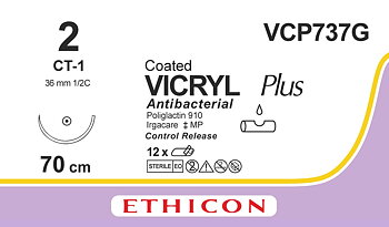Vicryl plus sutur 2, VCP737G, CT-1 4X70 cm purple