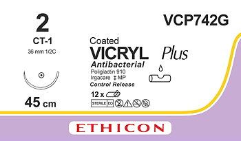 Vicryl plus sutur 2, VCP742G, CT-1 8X45 cm purple