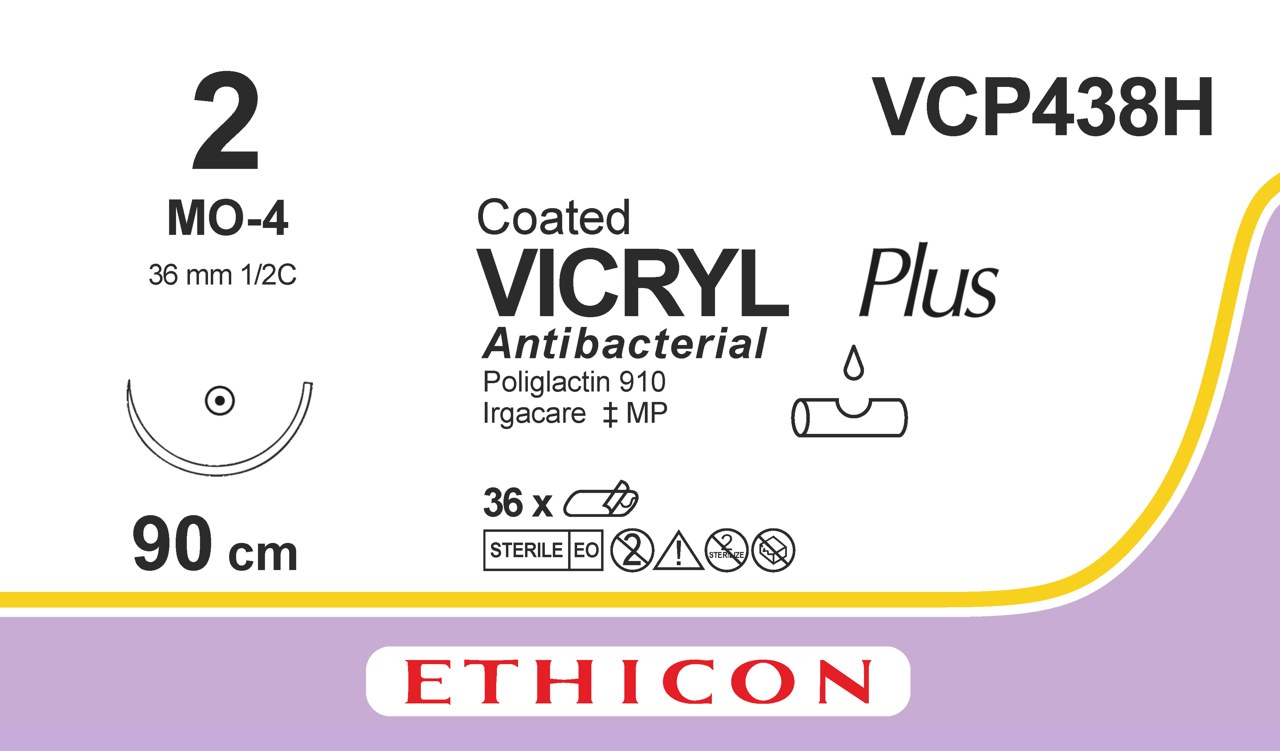 Vicryl plus sutur 2, VCP438H, MO-4 90 cm purple