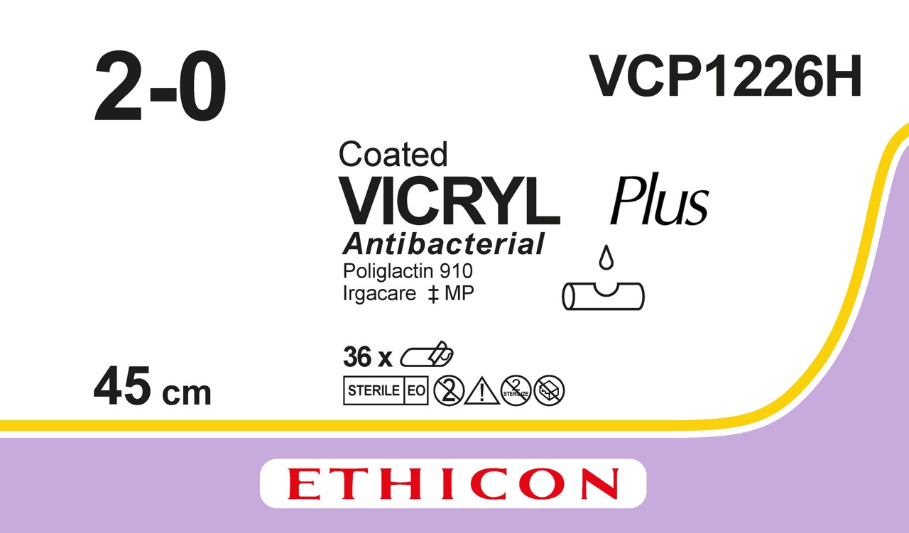 Vicryl plus sutur 2-0, VCP1226H, 6X45 cm purple
