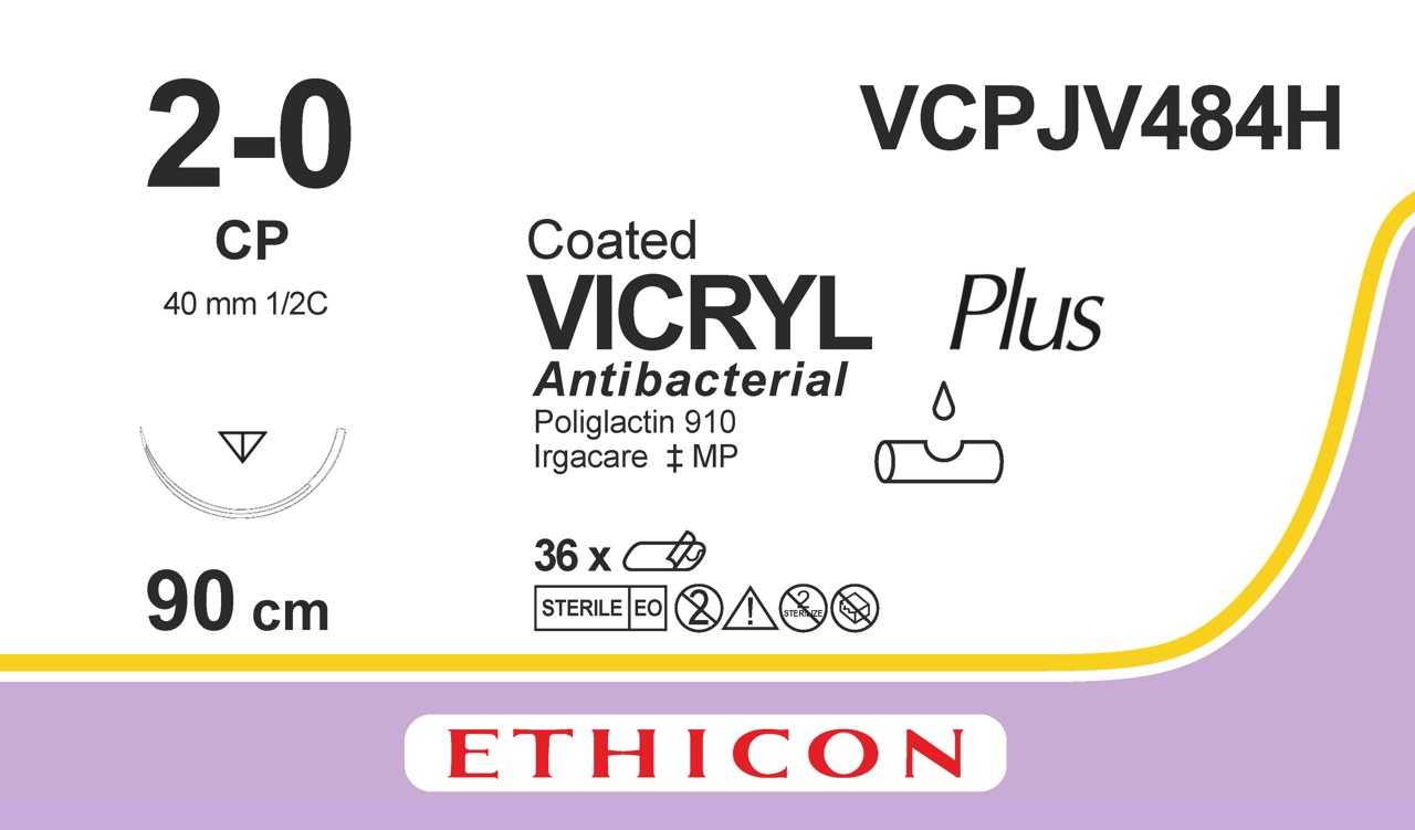 Vicryl plus sutur 2-0, VCPJV484H, CP 90 cm purple