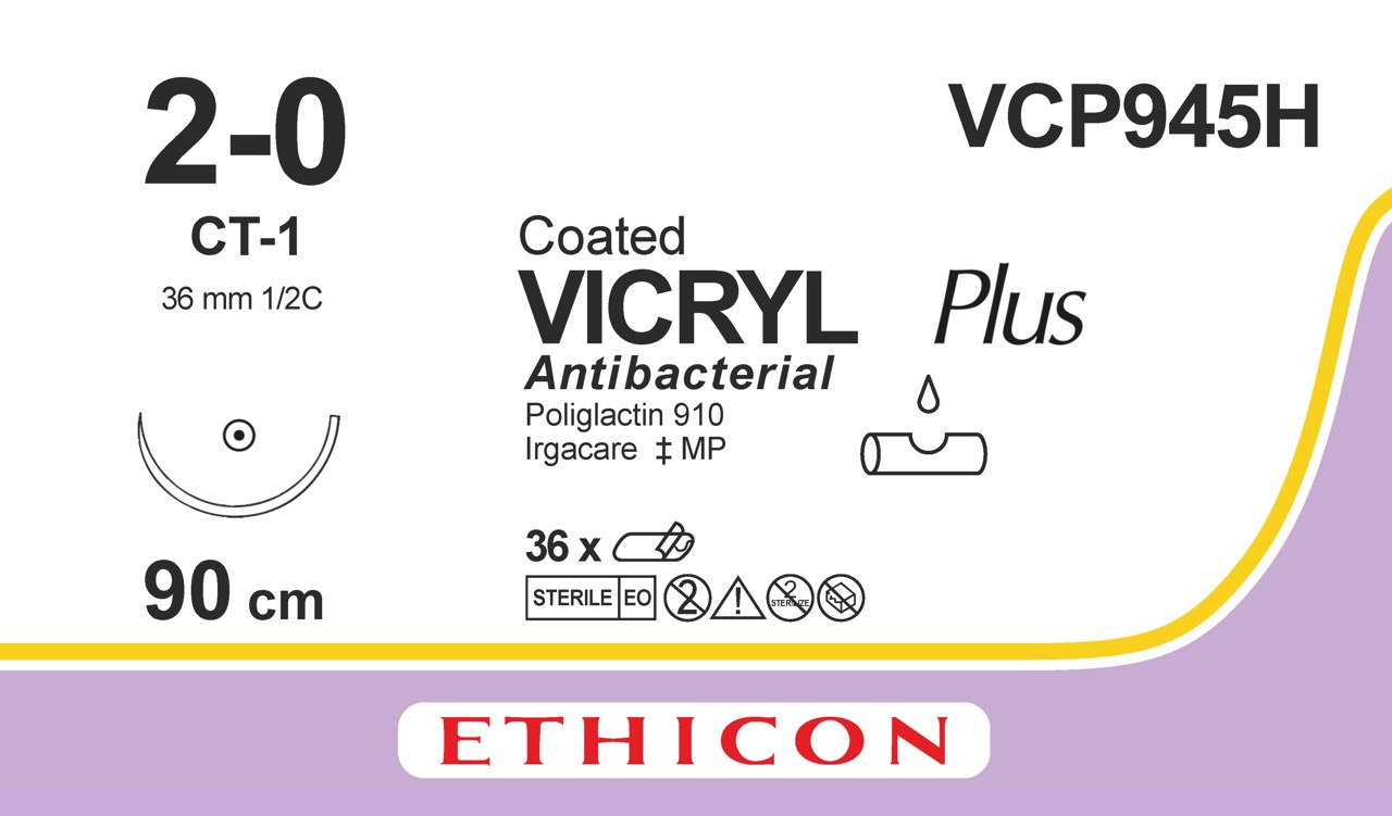 Vicryl plus sutur 2-0, VCP945H, CT-1 90 cm undyed