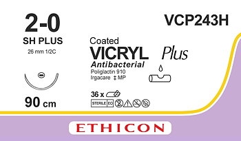 Vicryl plus sutur 2-0, VCP243H, SH 90 cm purple