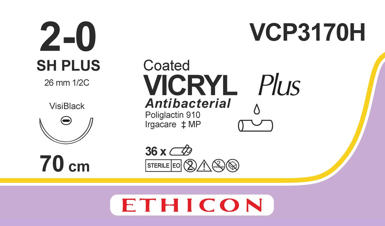 Vicryl plus sutur 2-0, VCP3170H, SH VB 70 cm purple