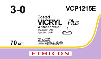 Vicryl plus sutur 3-0, VCP1215E, 5X70 cm purple