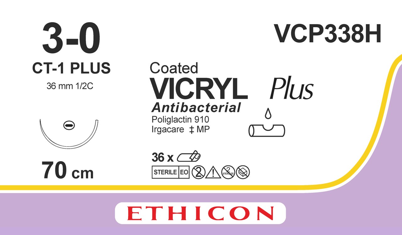 Vicryl plus sutur 3-0, VCP338H, CT-1 70 cm purple