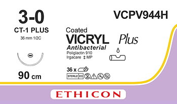 Vicryl plus sutur 3-0, VCPV944H, CT-1 90 cm undyed