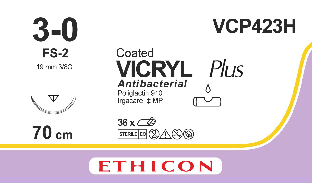 Vicryl plus sutur 3-0, VCP423H, FS-2 70 cm undyed