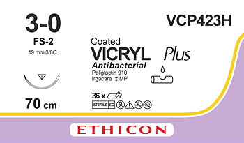 Vicryl plus sutur 3-0, VCP423H, FS-2 70 cm undyed