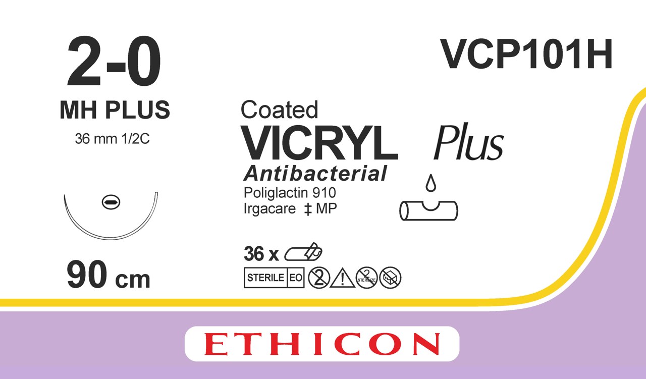 Vicryl plus sutur 2-0, VCP101H, MH 90 cm purple