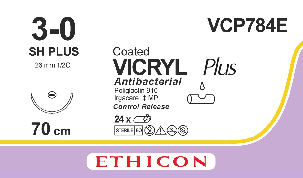 Vicryl plus sutur 3-0, VCP784E, SH 8X70 cm purple