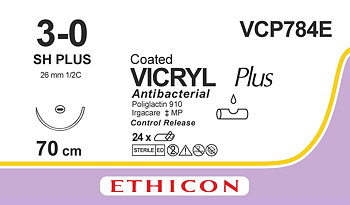 Vicryl plus sutur 3-0, VCP784E, SH 8X70 cm purple