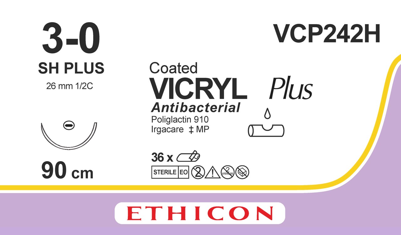 Vicryl plus sutur 3-0, VCP242H, SH 90 cm purple