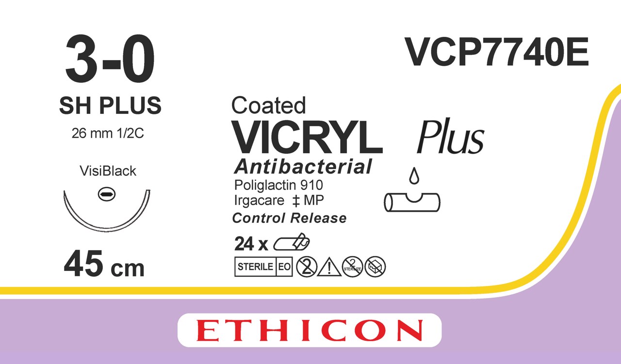 Vicryl plus sutur 3-0, VCP7740E, SH VB 8X45 cm purple C