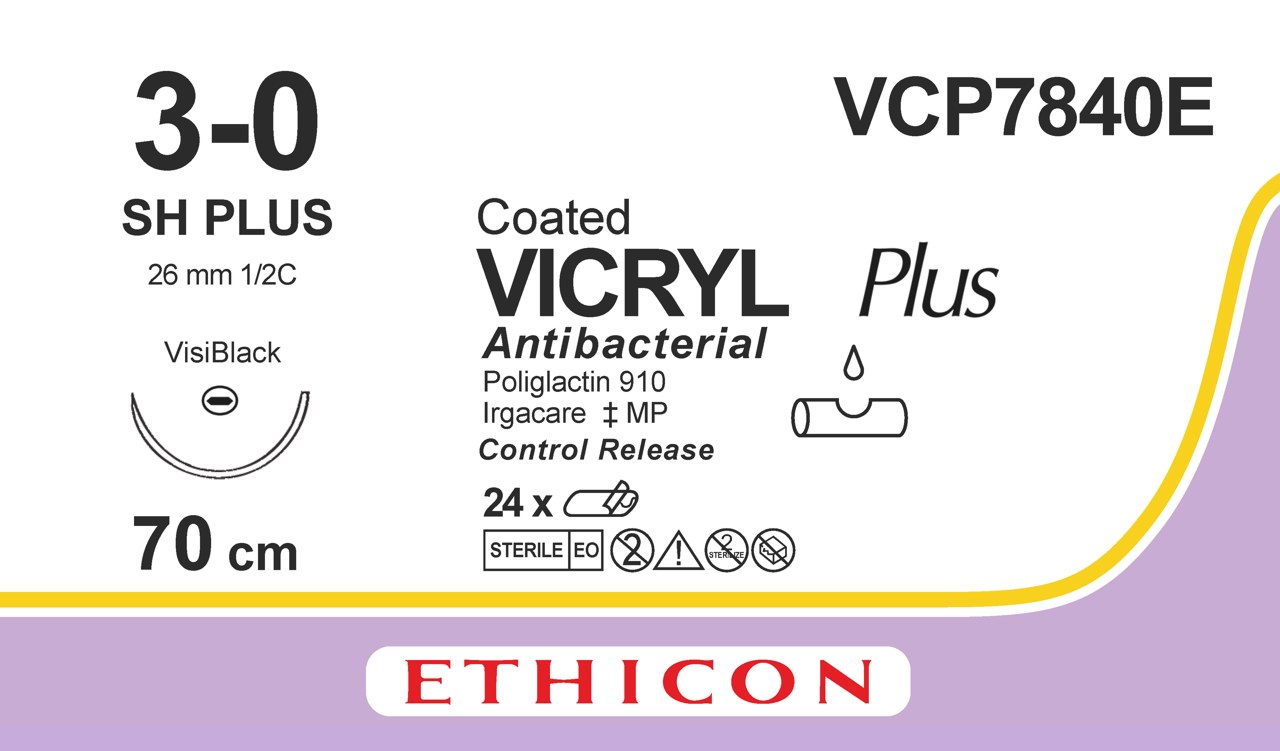 Vicryl plus sutur 3-0, VCP7840E, SH VB 8X70 cm purple C