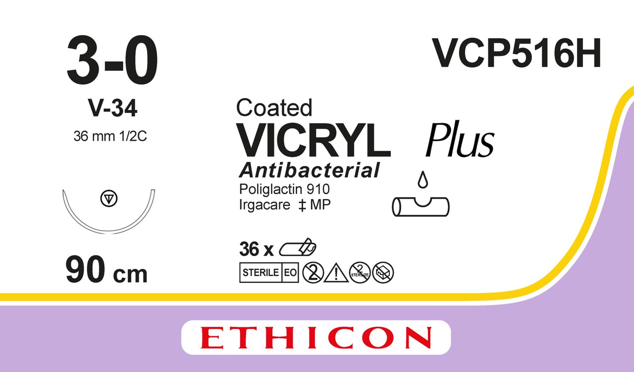 Vicryl plus sutur 3-0, VCP516H, V-34 90 cm purple