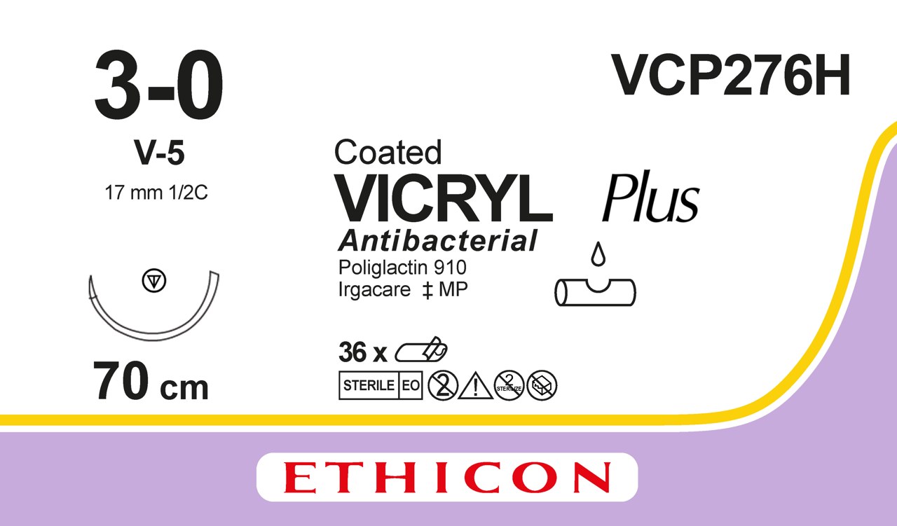 Vicryl plus sutur 3-0, VCP276H, V-5 70 cm purple