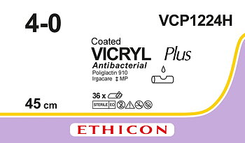 Vicryl plus sutur 4-0, VCP1224H, 6X45 cm purple