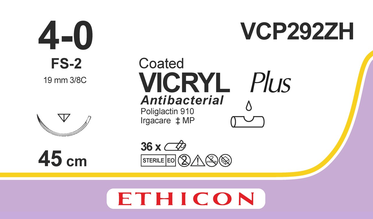 Vicryl plus sutur 4-0, VCP292ZH, FS-2 45 cm undyed