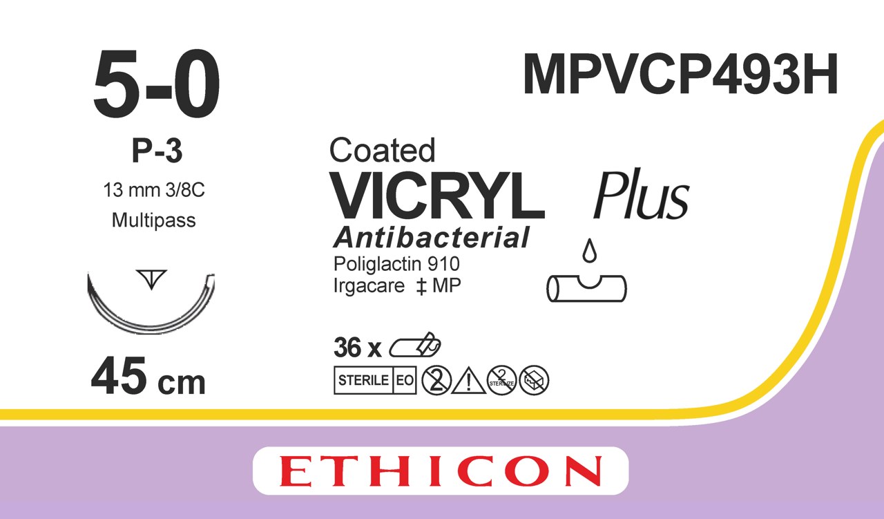 Vicryl plus sutur 5-0, MPVCP493H, P-3 45 cm undyed