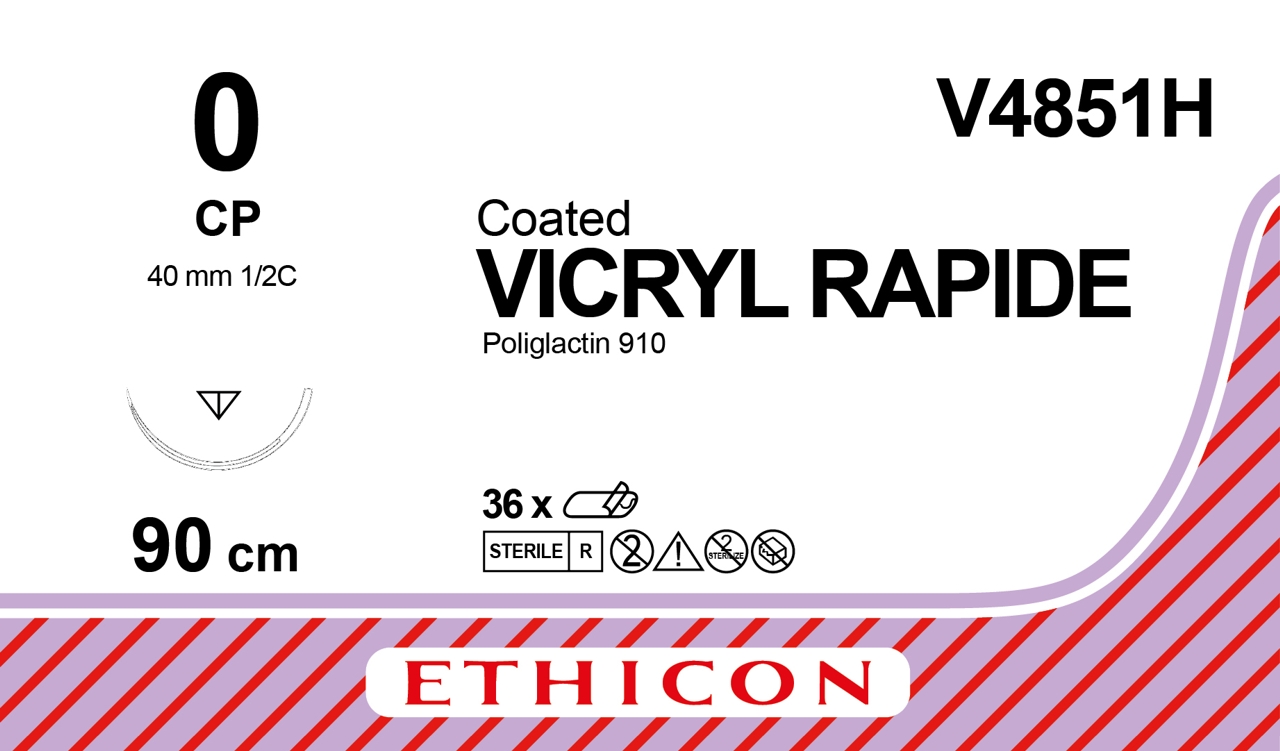 Vicryl Rapide suture 0, V4851H, CP 90 cm undyed
