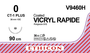 Vicryl Rapide suture 0, V9460H, CT-1 90 cm undyed