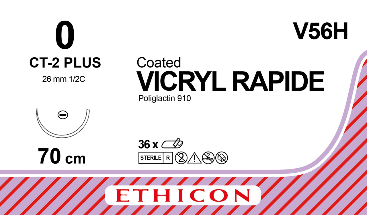 Vicryl Rapide suture 0, V56H, CT-2 70 cm undyed