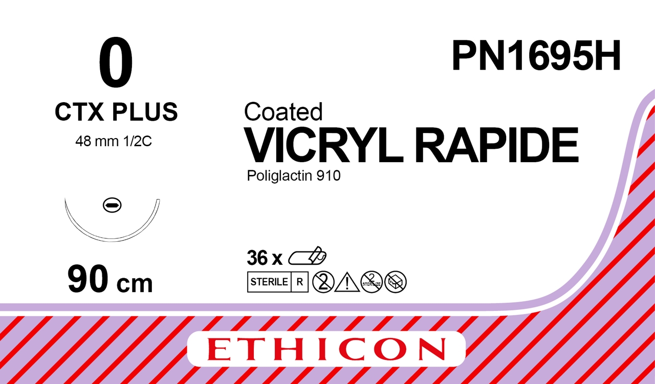 Vicryl Rapide suture 0, PN1695H, CTX 90 cm undyed