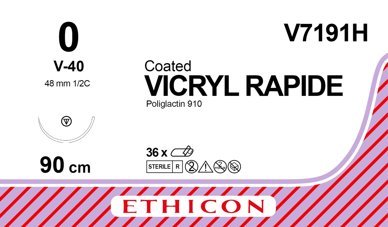 Vicryl Rapide suture 0, V7191H, V-40 90 cm undyed