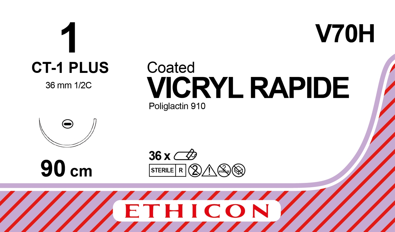 Vicryl Rapid sutur 1, V70H, CT-1 90 cm undyed