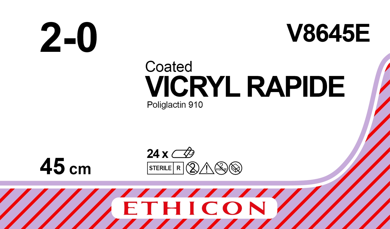 Vicryl Rapide suture 2-0, V8645E, 3X45 undyed