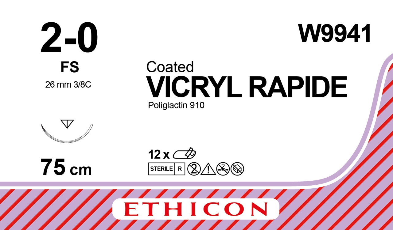 Vicryl Rapide suture 2-0, W9941, FS 75  cm undyed