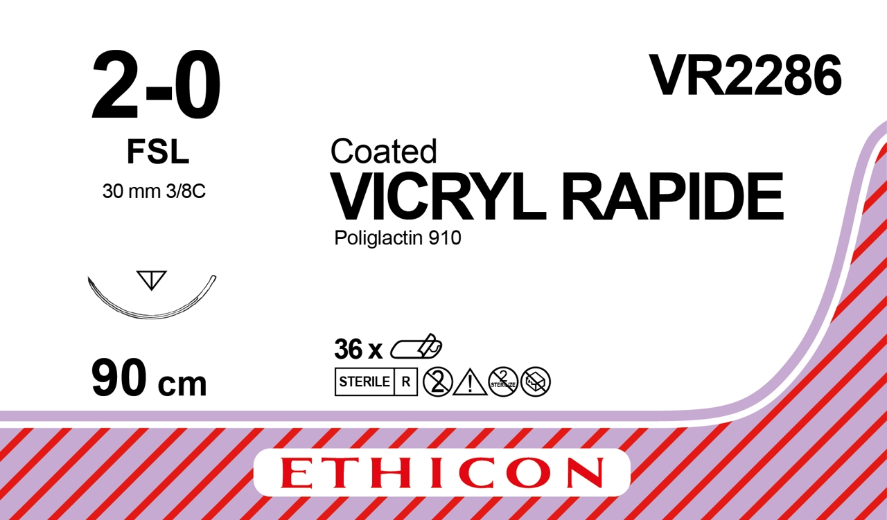 Vicryl Rapide suture 2-0, VR2286, FSL 90  cm undyed