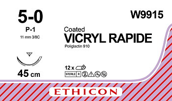 Vicryl Rapide suture 5-0, W9915, P-1 45 cm undyed